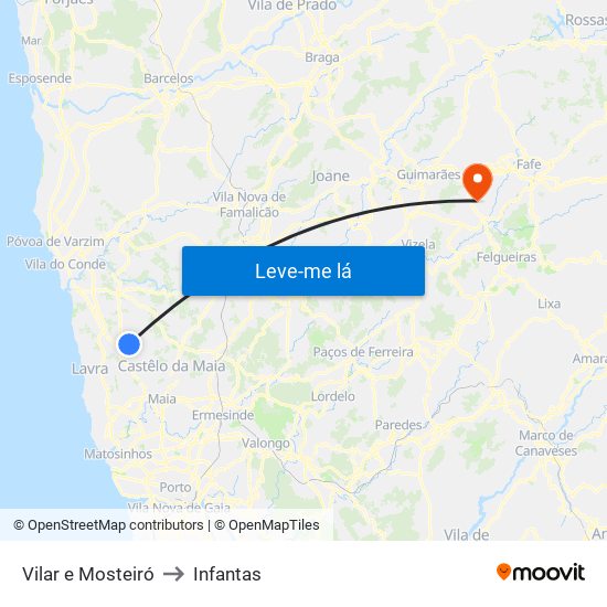Vilar e Mosteiró to Infantas map