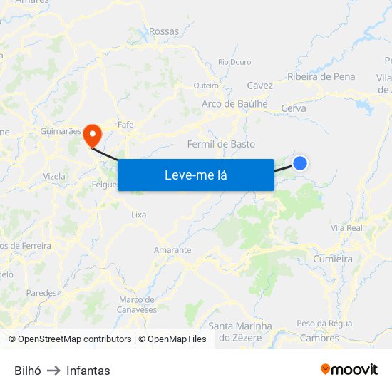 Bilhó to Infantas map