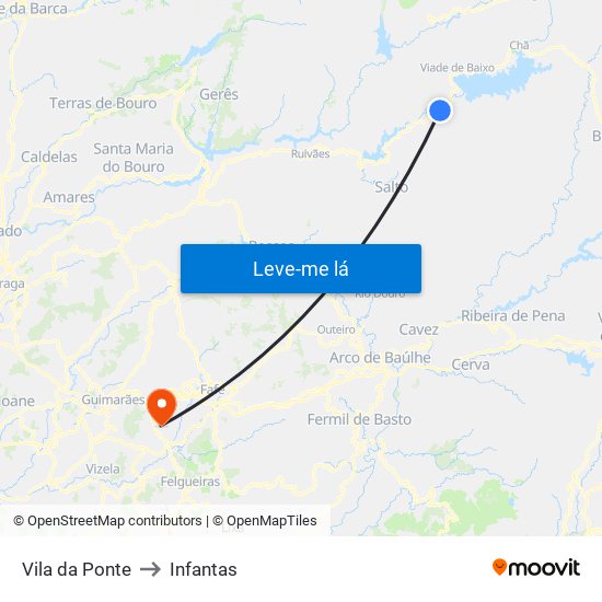 Vila da Ponte to Infantas map