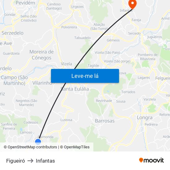 Figueiró to Infantas map