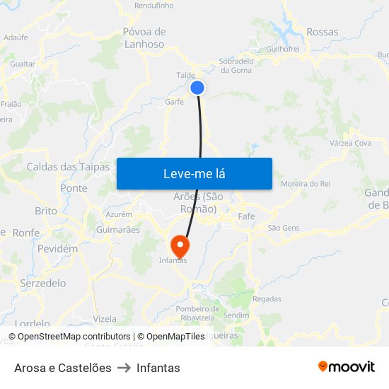 Arosa e Castelões to Infantas map