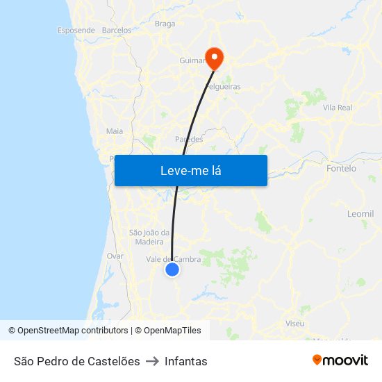 São Pedro de Castelões to Infantas map