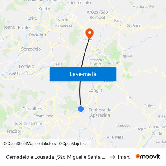 Cernadelo e Lousada (São Miguel e Santa Margarida) to Infantas map