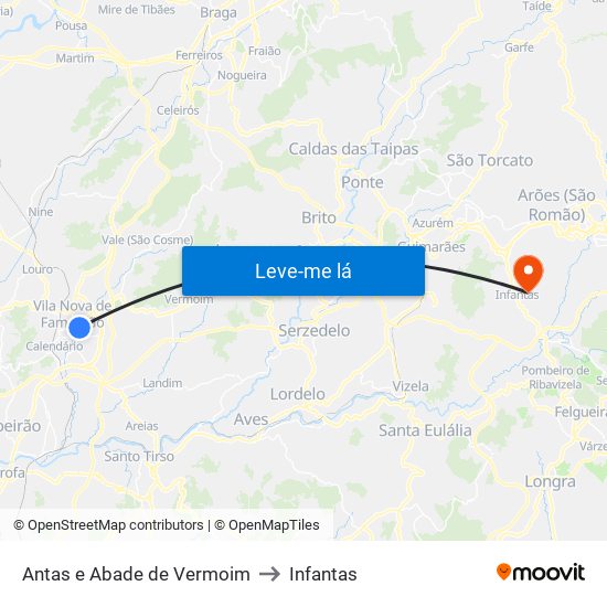 Antas e Abade de Vermoim to Infantas map