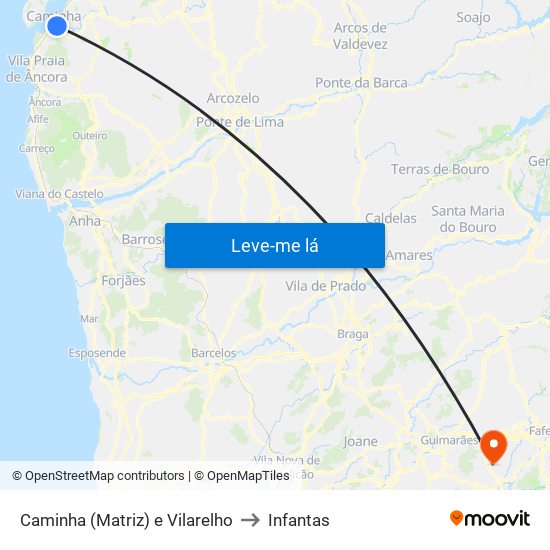 Caminha (Matriz) e Vilarelho to Infantas map
