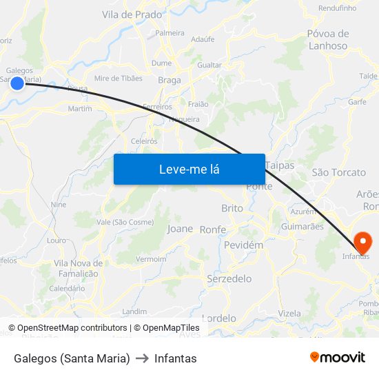 Galegos (Santa Maria) to Infantas map