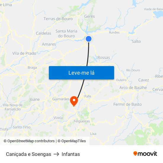 Caniçada e Soengas to Infantas map