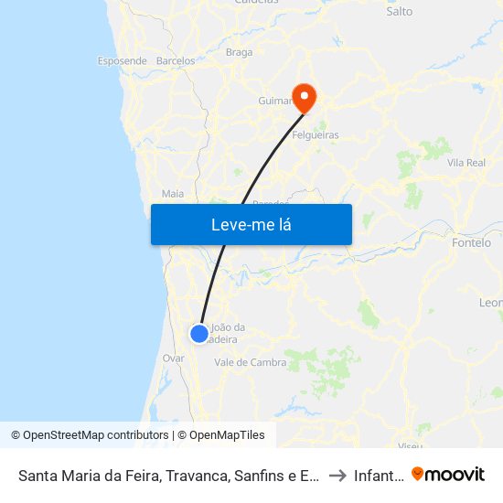 Santa Maria da Feira, Travanca, Sanfins e Espargo to Infantas map