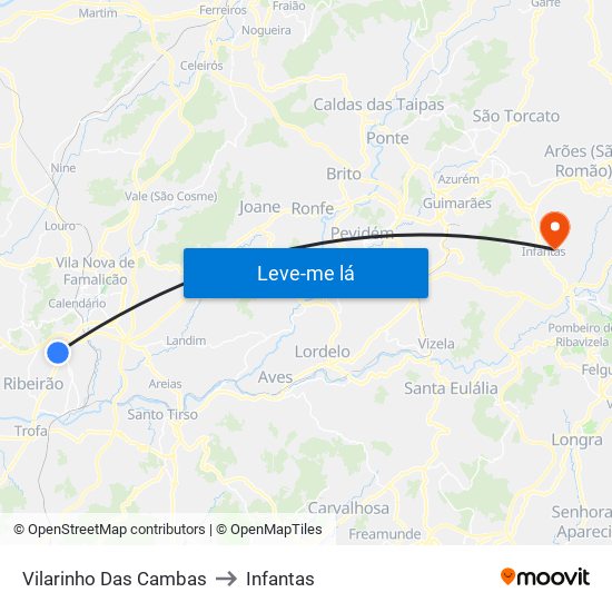 Vilarinho Das Cambas to Infantas map
