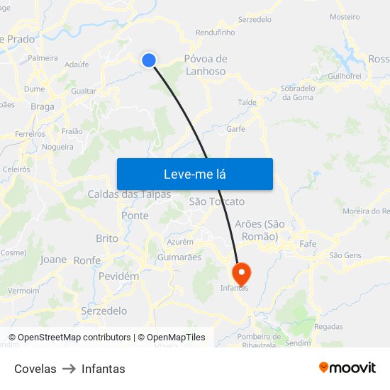 Covelas to Infantas map