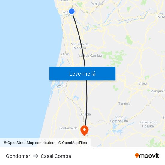 Gondomar to Casal Comba map