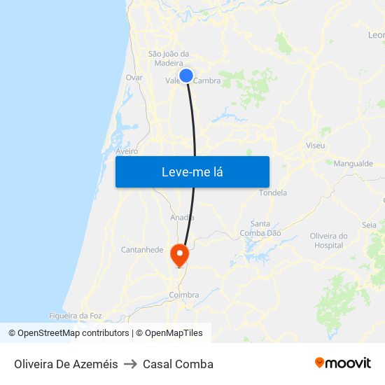 Oliveira De Azeméis to Casal Comba map