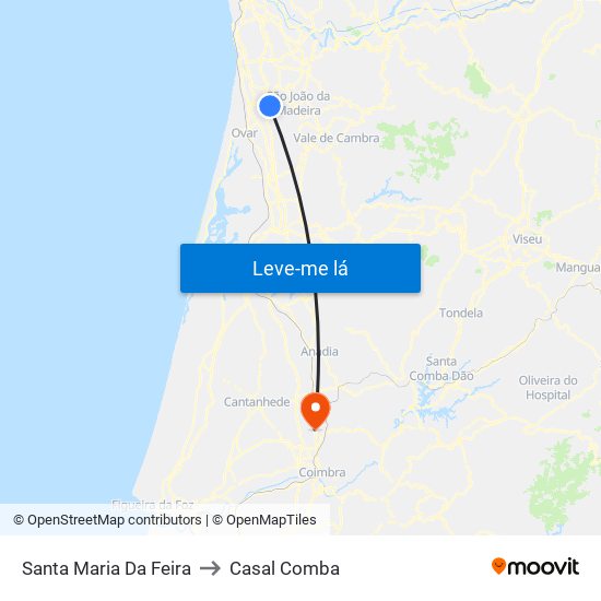 Santa Maria Da Feira to Casal Comba map