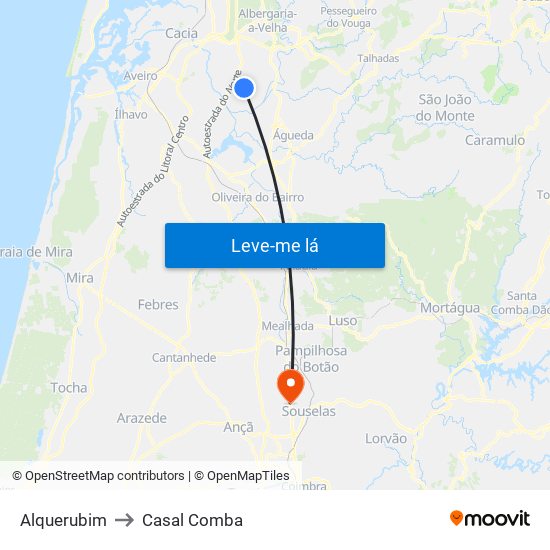Alquerubim to Casal Comba map