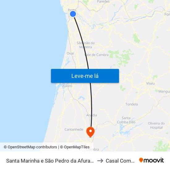 Santa Marinha e São Pedro da Afurada to Casal Comba map