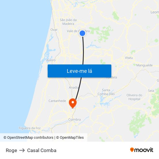 Roge to Casal Comba map