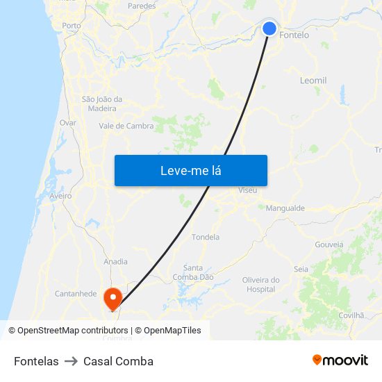 Fontelas to Casal Comba map