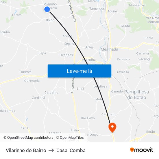 Vilarinho do Bairro to Casal Comba map