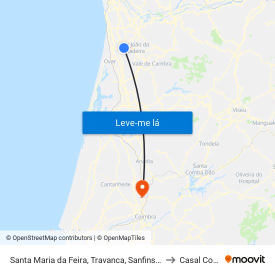 Santa Maria da Feira, Travanca, Sanfins e Espargo to Casal Comba map