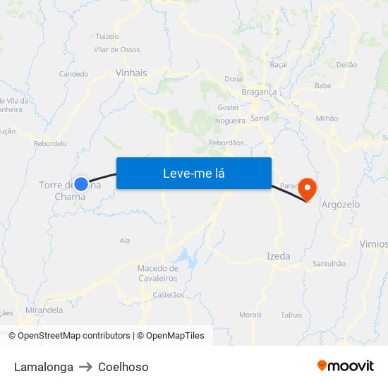 Lamalonga to Coelhoso map