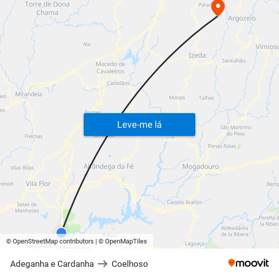 Adeganha e Cardanha to Coelhoso map