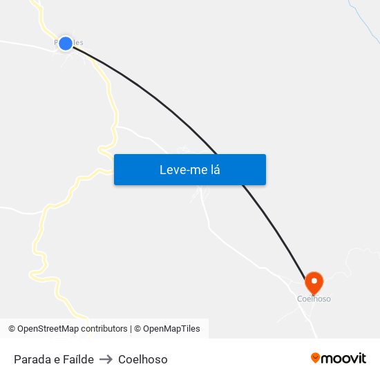 Parada e Faílde to Coelhoso map