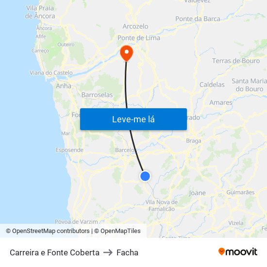 Carreira e Fonte Coberta to Facha map
