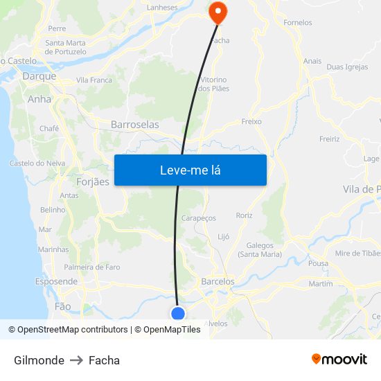 Gilmonde to Facha map
