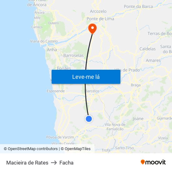 Macieira de Rates to Facha map