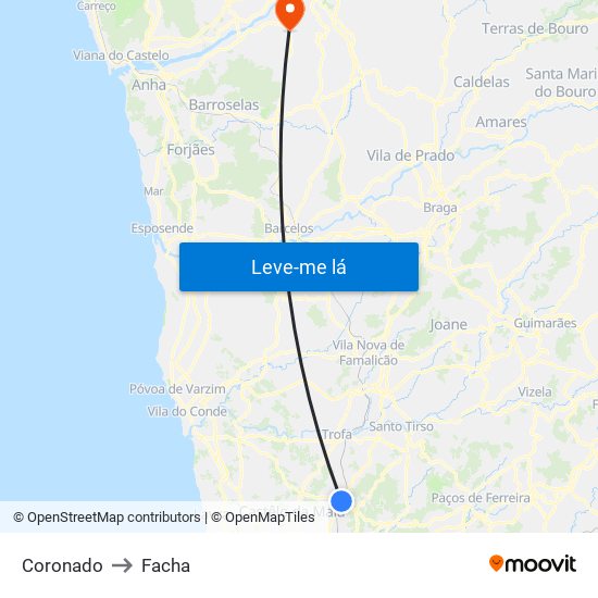 Coronado to Facha map
