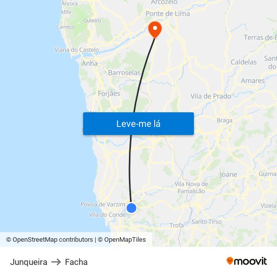 Junqueira to Facha map