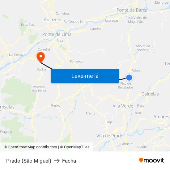 Prado (São Miguel) to Facha map
