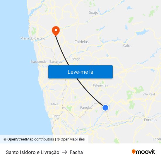 Santo Isidoro e Livração to Facha map