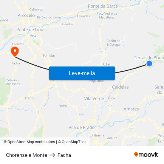 Chorense e Monte to Facha map