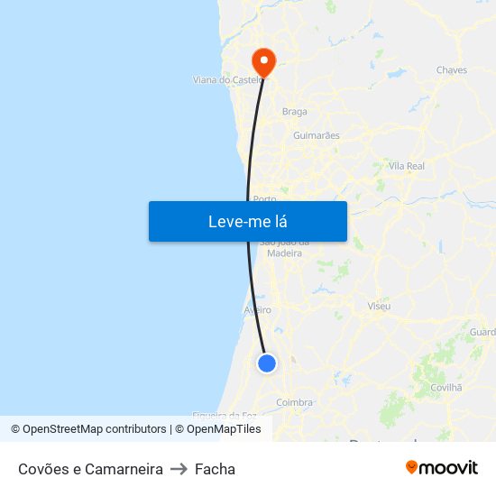 Covões e Camarneira to Facha map