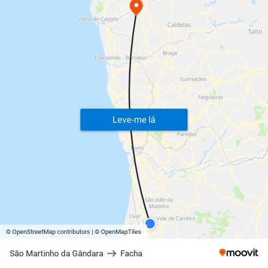 São Martinho da Gândara to Facha map