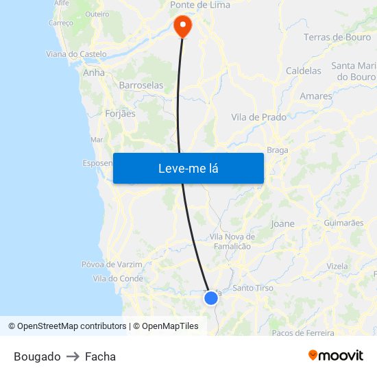 Bougado to Facha map