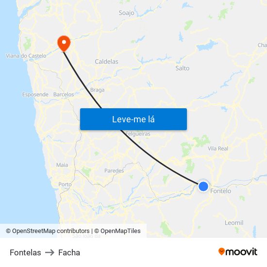 Fontelas to Facha map