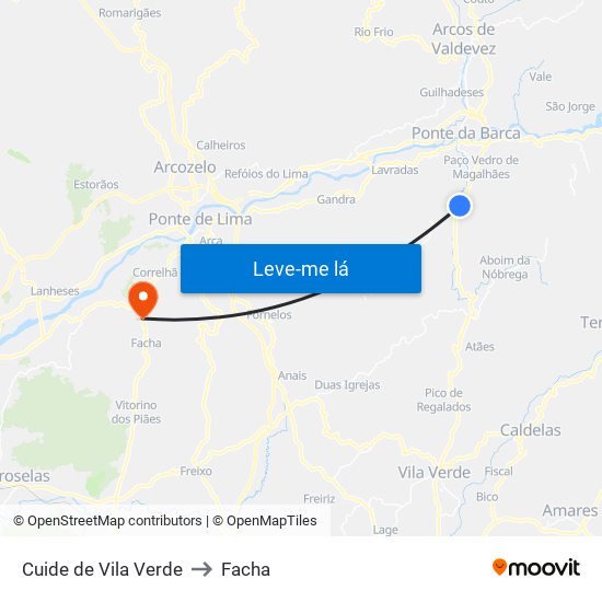 Cuide de Vila Verde to Facha map