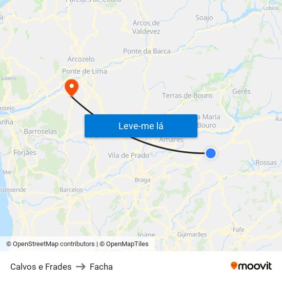 Calvos e Frades to Facha map