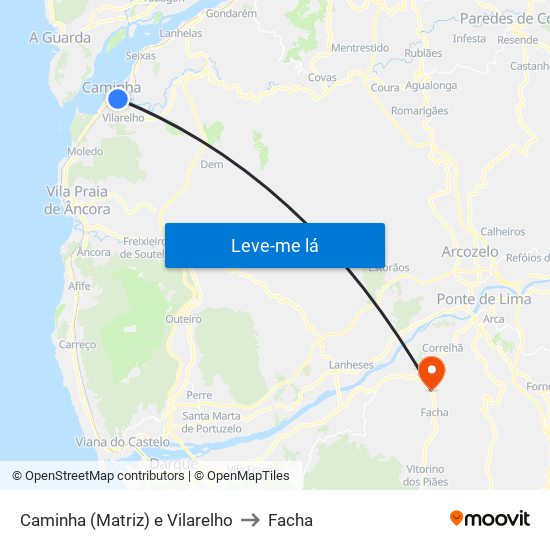 Caminha (Matriz) e Vilarelho to Facha map
