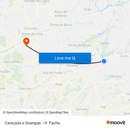 Caniçada e Soengas to Facha map