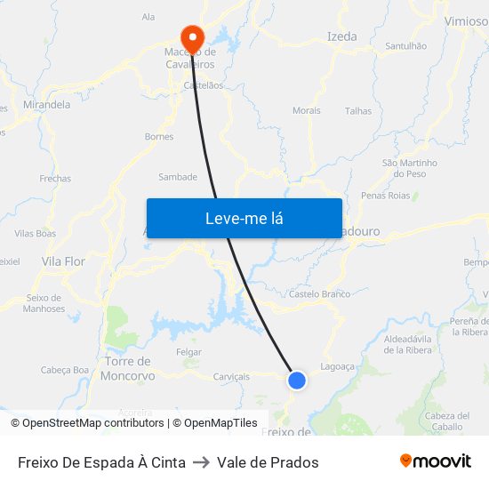 Freixo De Espada À Cinta to Vale de Prados map