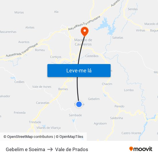 Gebelim e Soeima to Vale de Prados map