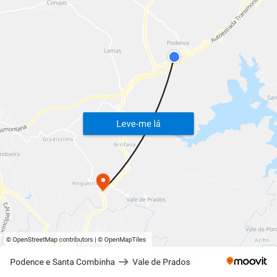 Podence e Santa Combinha to Vale de Prados map