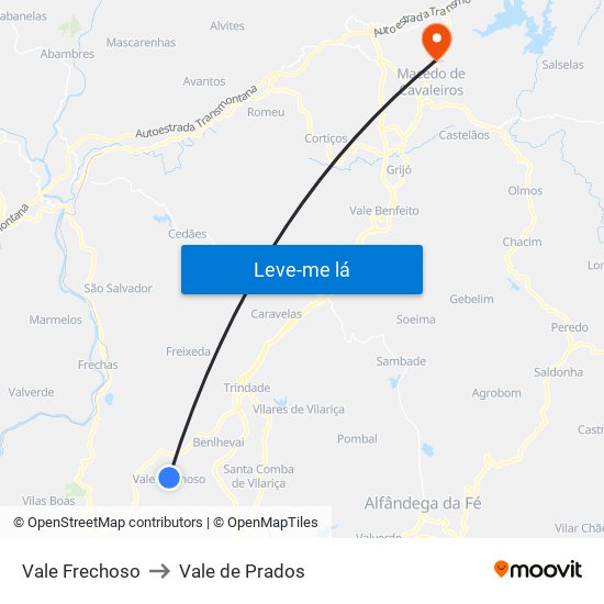 Vale Frechoso to Vale de Prados map