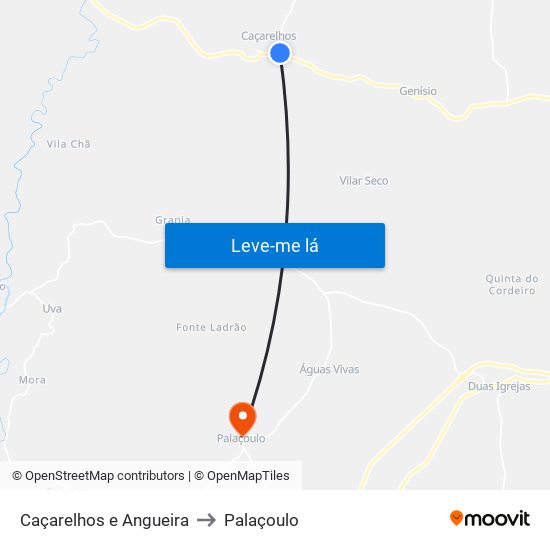 Caçarelhos e Angueira to Palaçoulo map