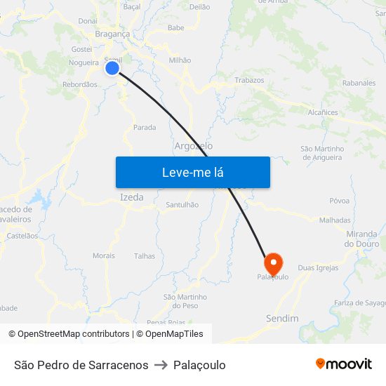 São Pedro de Sarracenos to Palaçoulo map