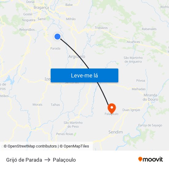Grijó de Parada to Palaçoulo map