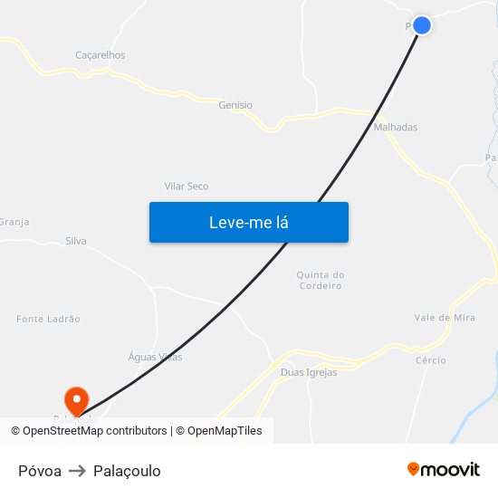 Póvoa to Palaçoulo map